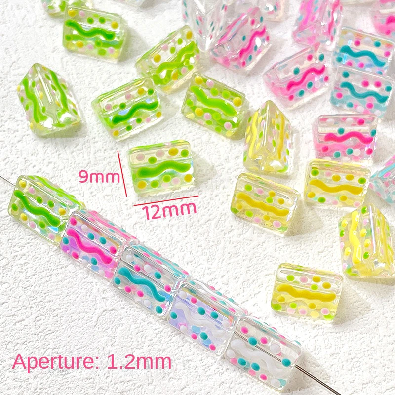 5 pieces Hand-painted polka dot striped triangular glass beads DIY Produces Fashion Jewelry First Necklace Accessories Materials