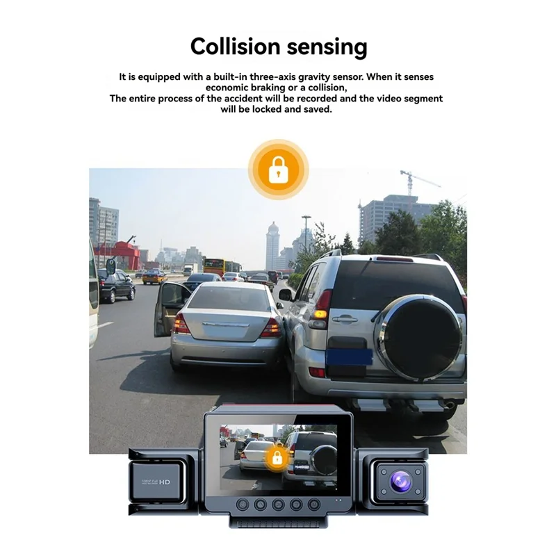 B68C 4 Lens 360° Car Dash Cam 4 Channels Video Recorder 1080P Car DVR Front Inside Rotatable Rear View Night Vision Black Box