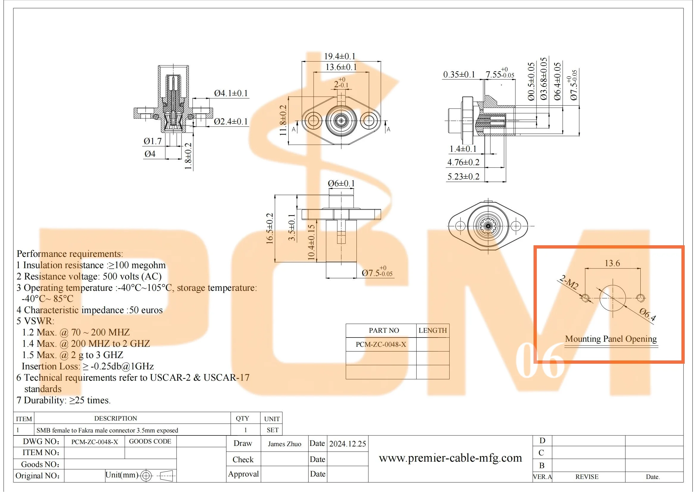 SMB-auf-FAKRA-Adapter, 2-Loch-Flansch, Schalttafelmontage, SMB-Buchse auf FAKRA Z-Code-Stecker, HF-Koaxialstecker, kompatibel mit TE 1- 2390730 -4 – Detail 5