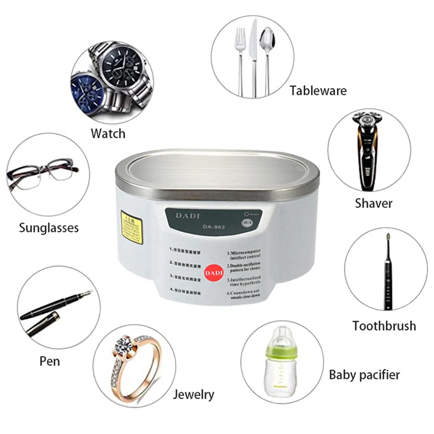 Ultrasonic Cleaner 30/50W Sonicator Bath 40Khz Degas For Watches Contact Lens Glasses Denture Teeth Electric Razor Jewelry