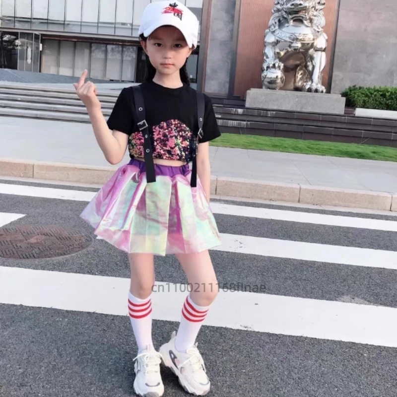 Girls' Jazz Dance Costumes, Hip-hop Children's Street Dance Runway Costumes, Girls' Cheerleading Performance Costumes Set