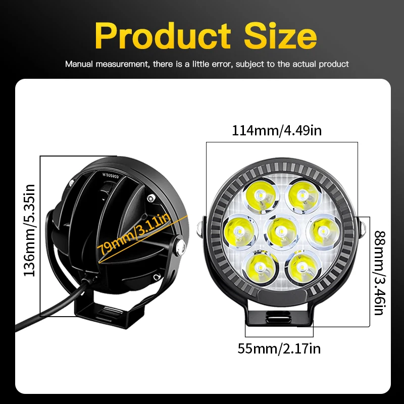100W Universal Motorcycle LED Headlight Projector Lens ATV Scooter Driving Lamp Fog Light Auxiliary Spotlight Lamp Super Bright