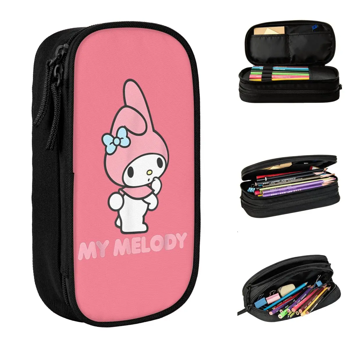 Creative My Melody Backside Logo Pencil Case Cute Cartoon Pencilcases Pen for Student Large Storage Bags School Gifts Stationery