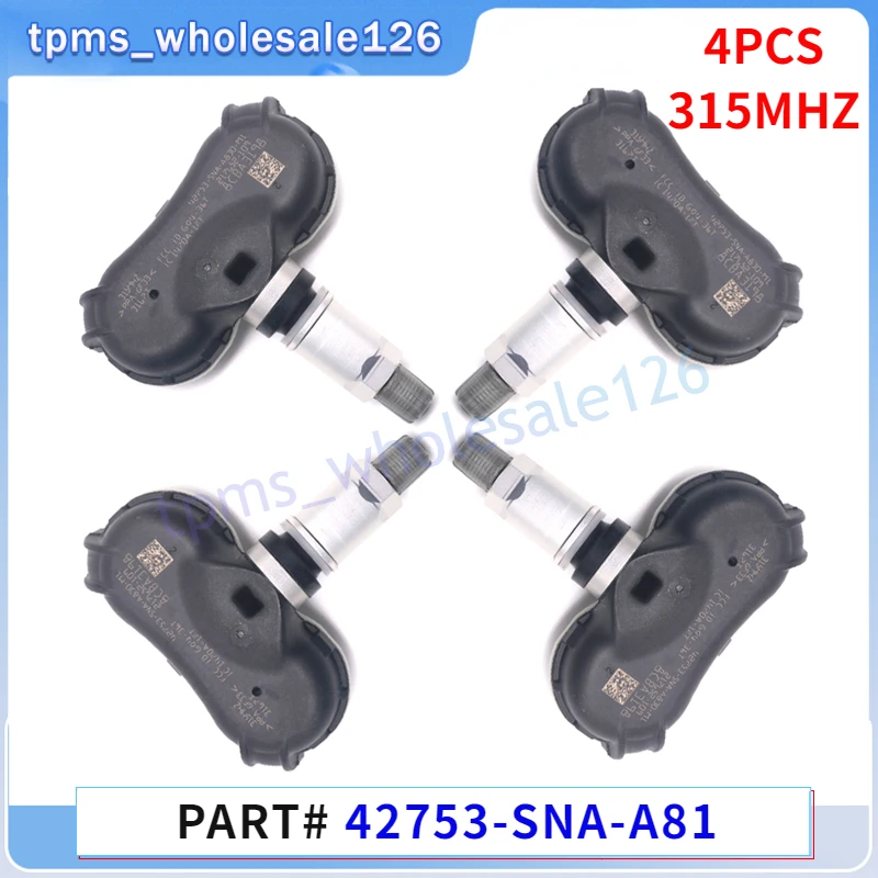 

4PCS Tire Pressure Monitor System Sensor 42753-SNA-A81 For Acura CSX Honda Civic CR-Z Element Odyssey TPMS 315MHZ 42753-SNA-A83