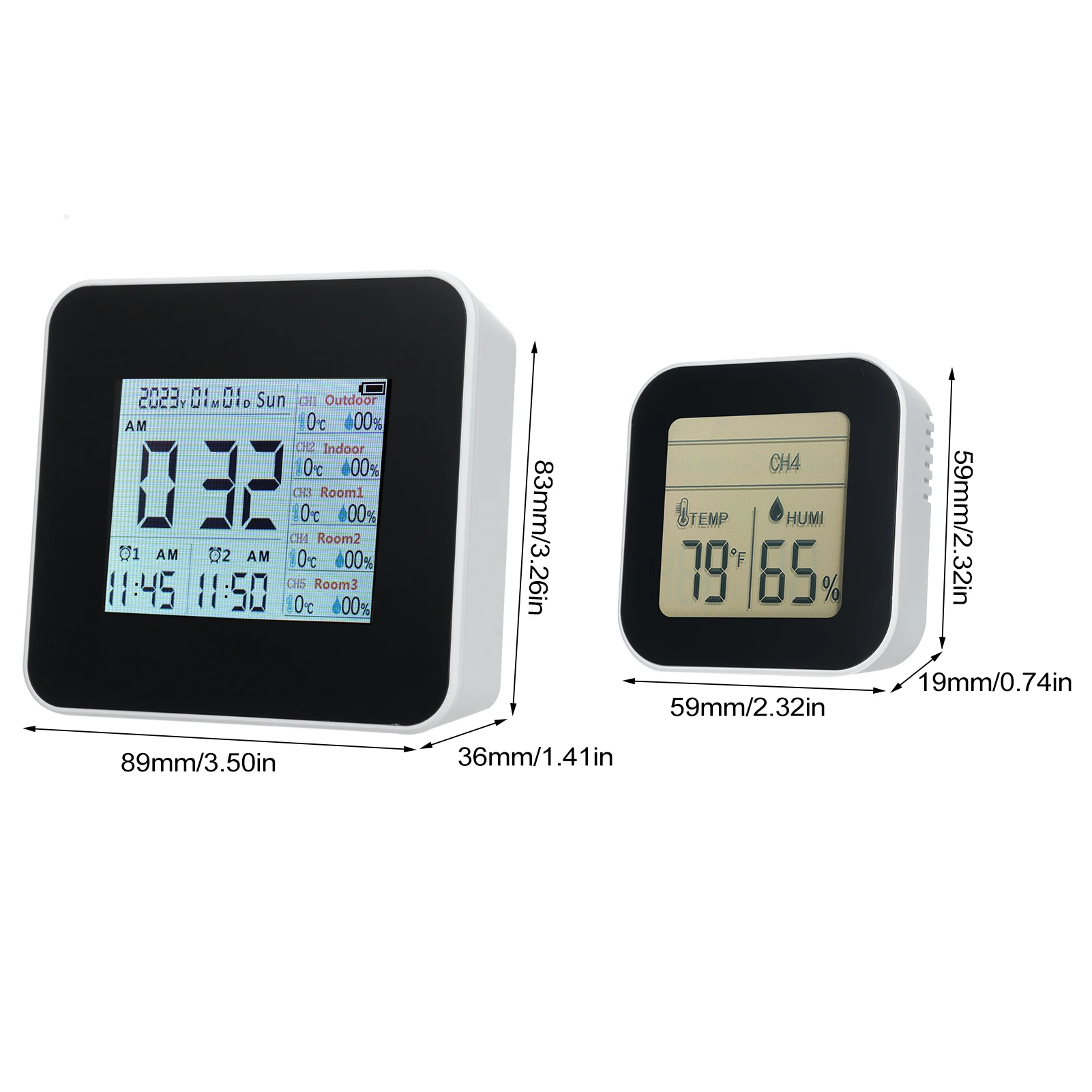 デジタル湿度計室内温度計 5 リモートセンサー天気時計ワイヤレス温度湿度モニターゲージ 60 メートル範囲