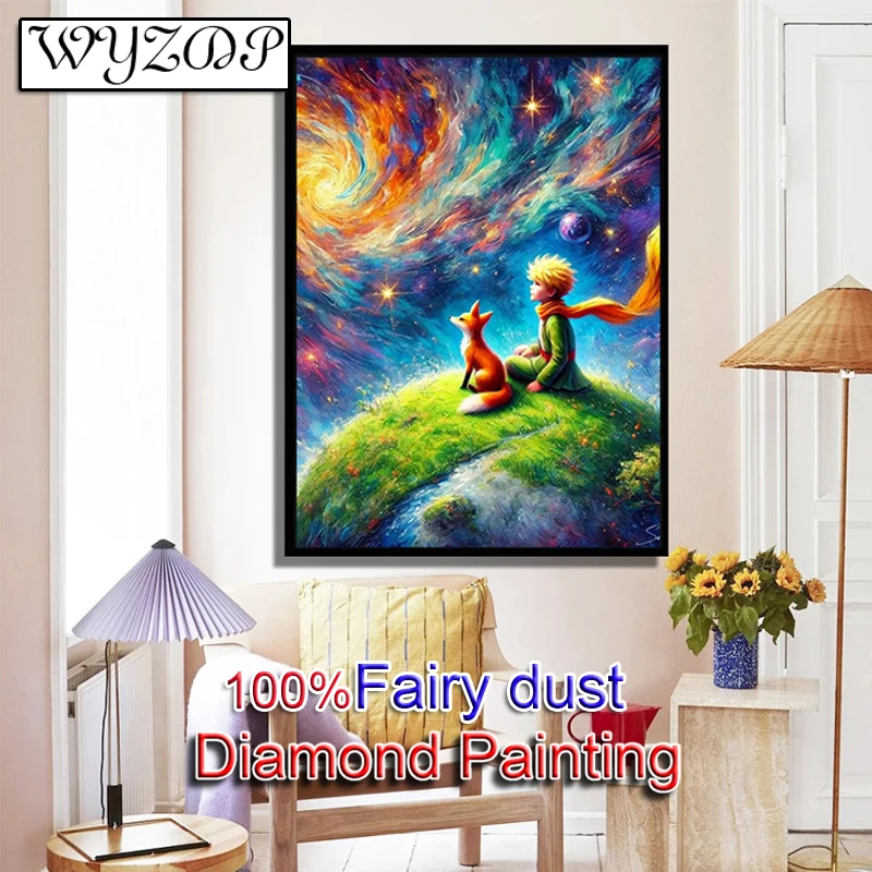 

WYZDP 100% сказочная пыль, наборы алмазной живописи, квадратная алмазная вышивка, принц и лиса, стежка AB, алмазный художественный декор с кристаллами