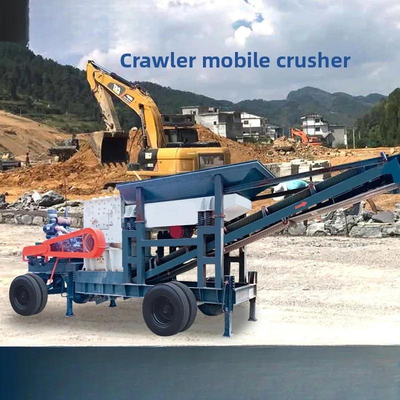 Mobile hammer crusher, construction waste concrete, granite sand making machine, mining material, limestone crushing machine