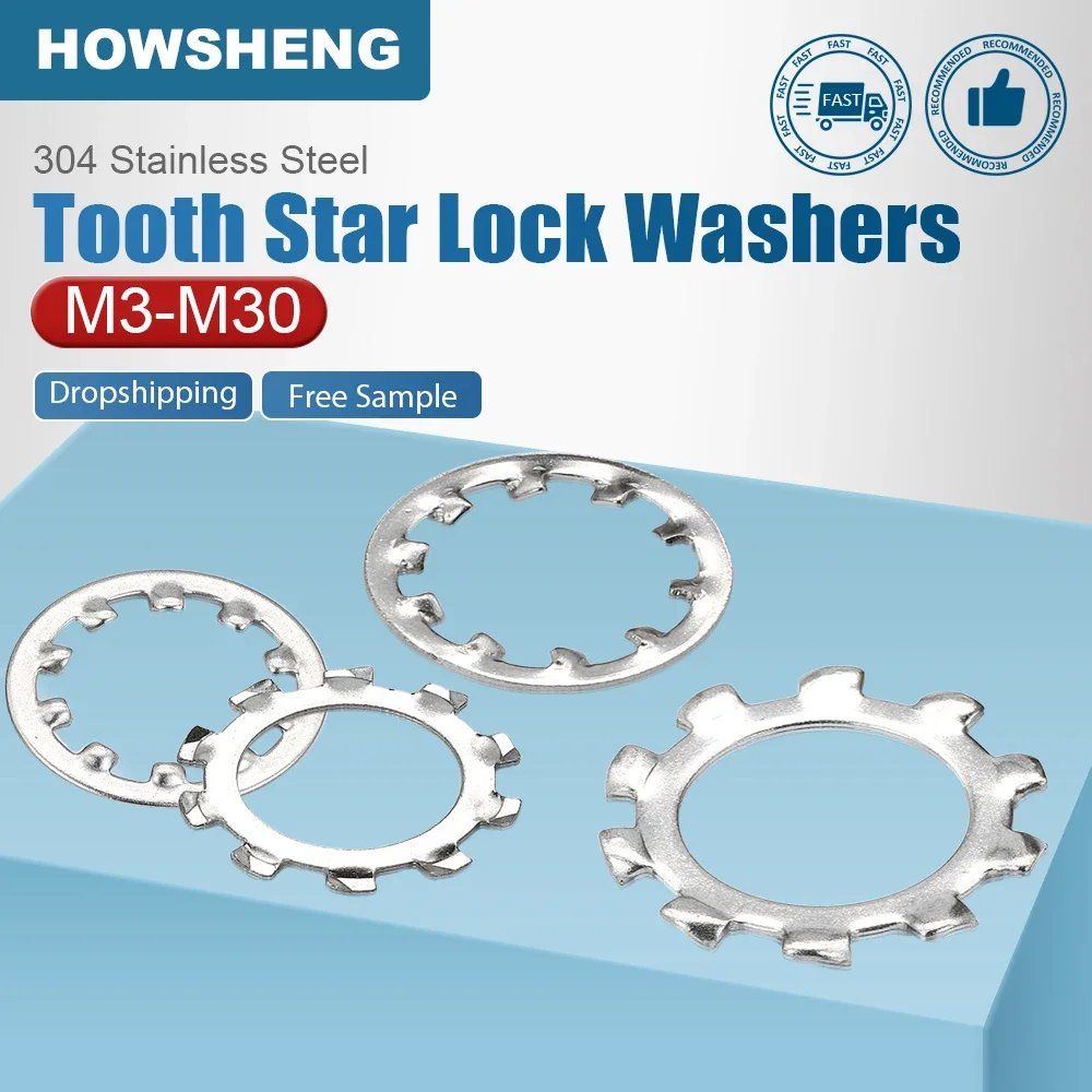 

HOWSHENG 5-100pcs Internal External Star Lock Washer Toothed Lock Washer 3-30mm 304 Stainless Steel
