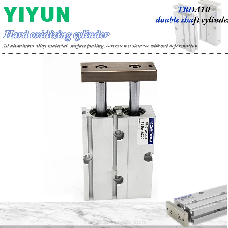 

Пневматический цилиндр YIYUN серии TBDA с двойным штоком, ход 10, 20, 30, 40, 50, 60, 70, 80, 90, 100, 125, 150 мм, модели TBDA10, TBDA16, TBDA20, TBDA25