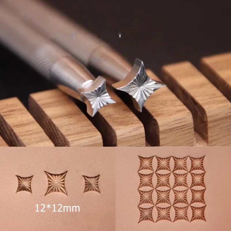 

Инструмент для тиснения из нержавеющей стали 304, геометрический алмазный радиальный кожаный штамп-12x12 мм для рукоделия из кожи растительного дубления