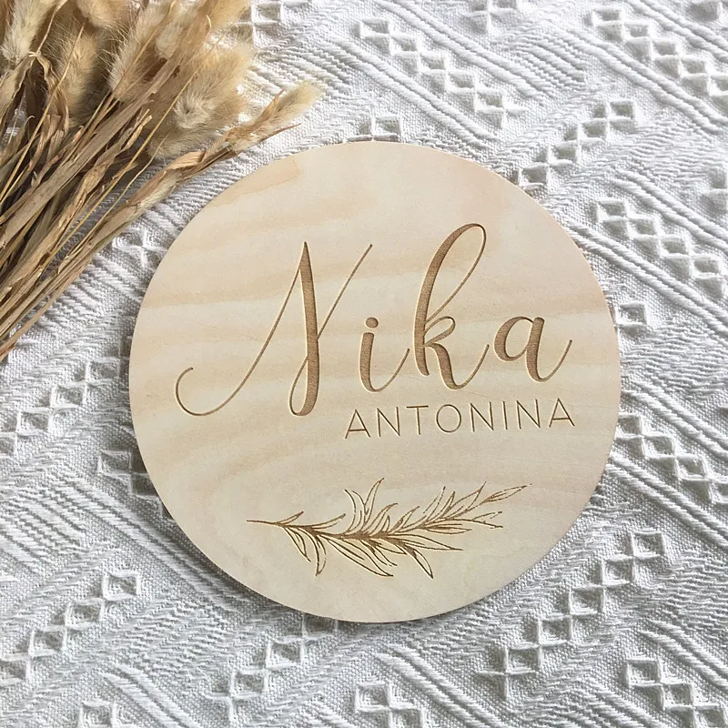 Engraved baby name sign, Personalized wood birth Announcement tags, Nursery decor, Photo props, Baby keepsake, Hospital Welcome