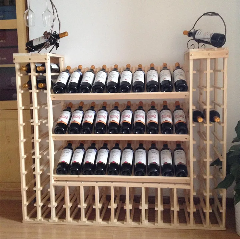 Vino rosso portabottiglie in legno massello portabottiglie espositore armadietto per vino creativo ornamento d'uva in legno pavimento di grande capacità
