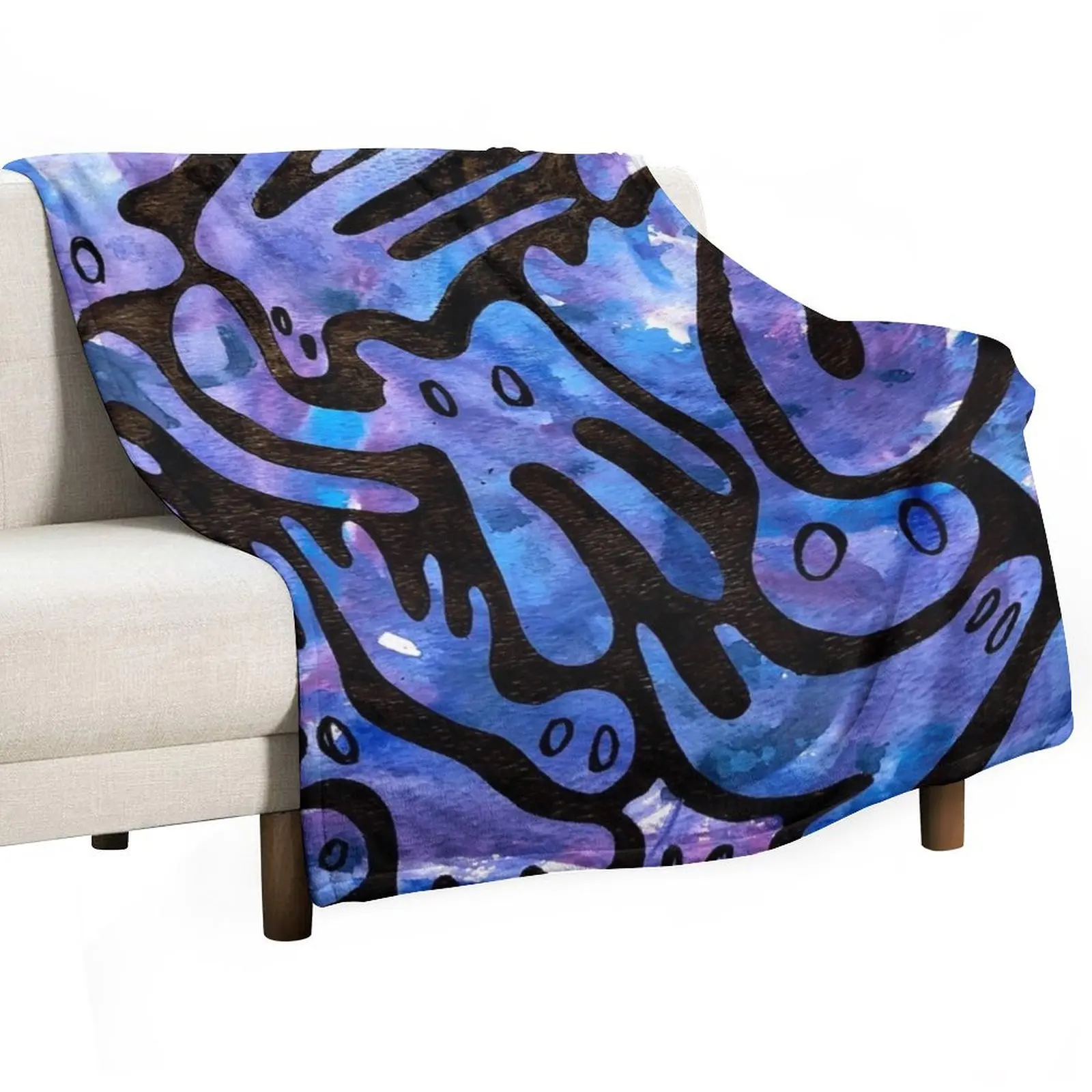 Little Weirdos- Blueberry Lavender Throw Blanket For Decorative Sofa Summer Beddings Furry Blankets