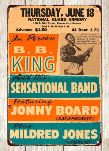 1959 BB King National Guard Armory Concert Poster metal tin sign photo wall art