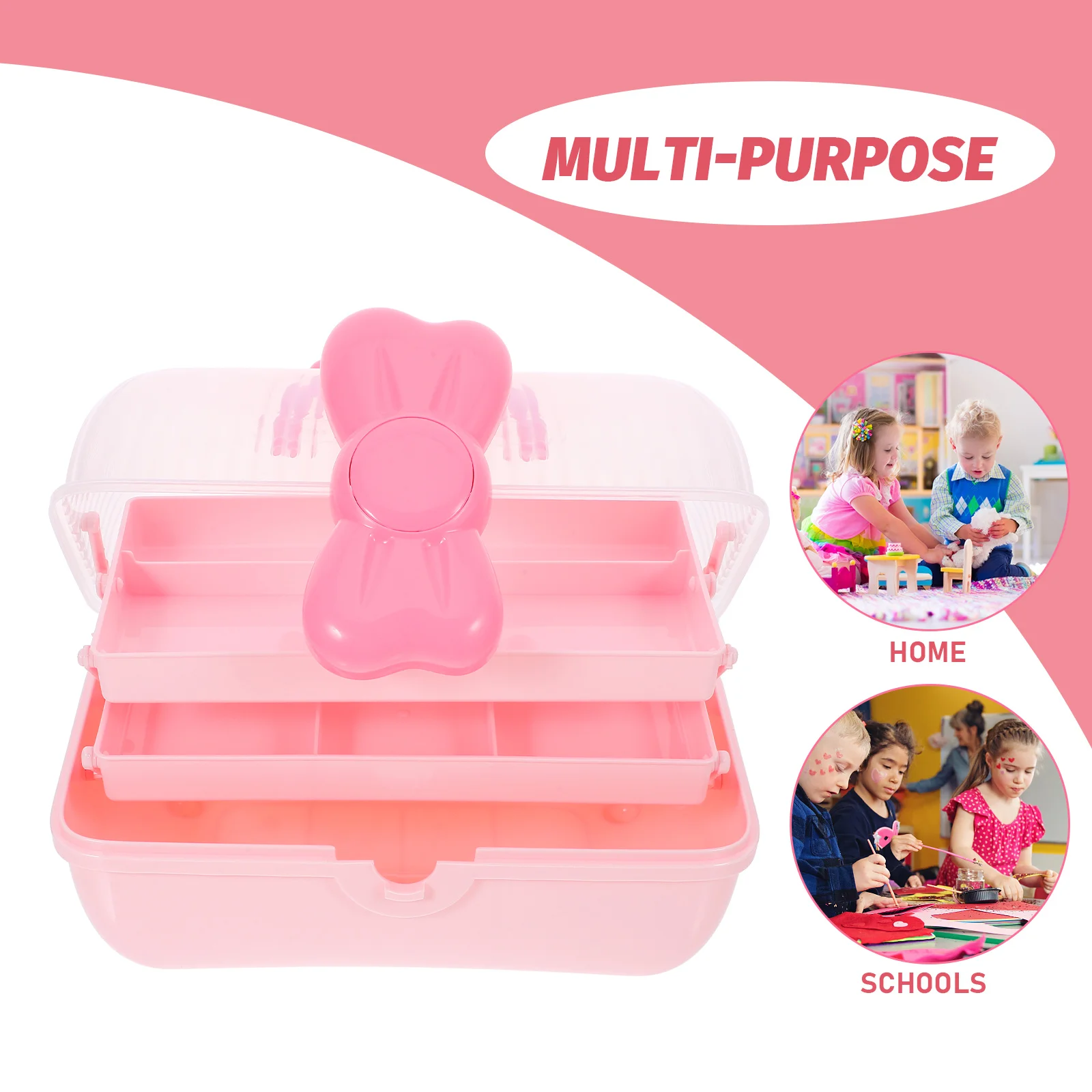 

Portable Girls Hair Accessories Storage Box Bow Decor Organizer Hair Ties Jewelry Container Desktop Multipurpose Storage Case