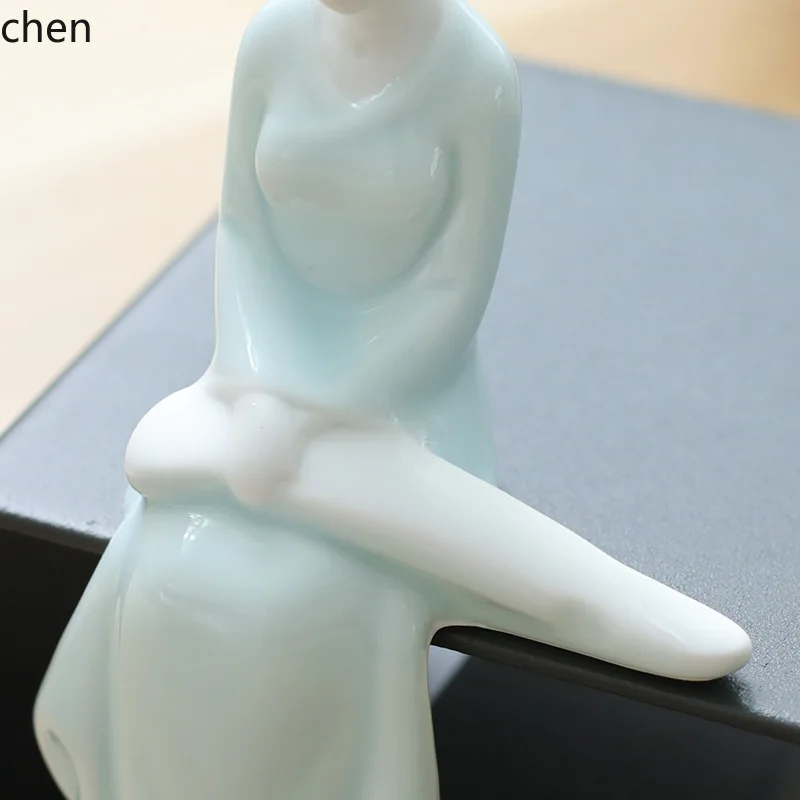 YFY  Ceramic Craft Ornament: Beautiful Lady Figurine for Music, Chess, Calligraphy, and Painting, Leisure Maid Figurine