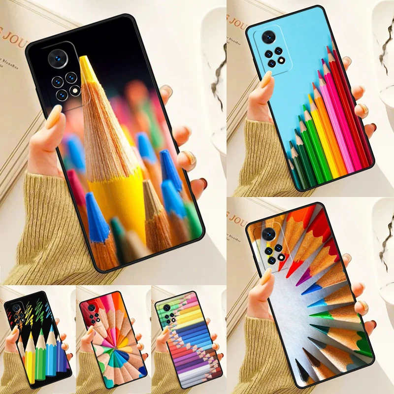 Rainbow Colorful Pencils Case For Samsung Galaxy S24 Plus S23 S20 S21FE Lite S22 Ultra Note 20 S8 S9 S10 Phone Coque