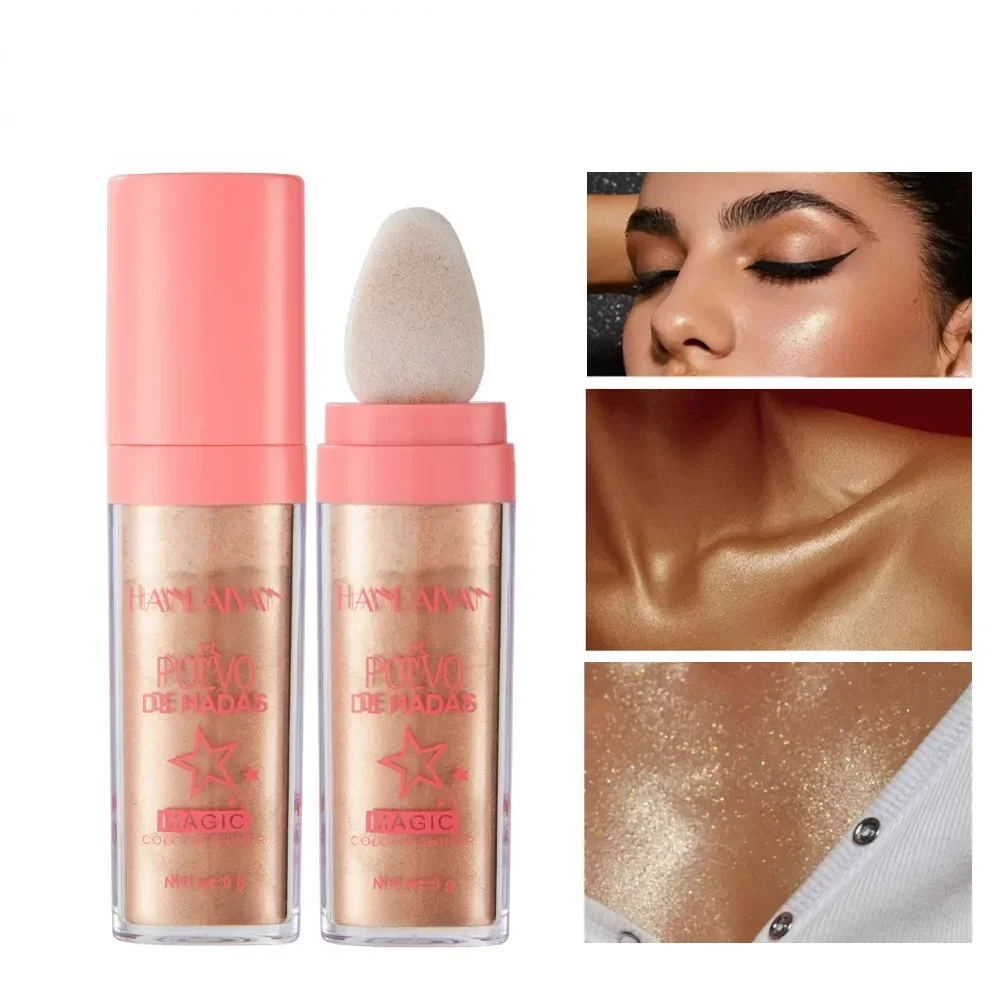 Heallor-Poudre blanche scintillante pour le visage et le corps, surligneurs dégradés, baguette scintillante, illuminateur cosmétique, maquillage bronzant