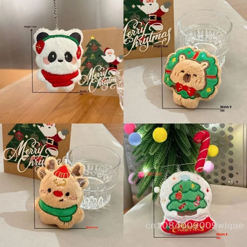 Creative Stocking Stuffer Plush Christmas Ornament - Cute Animal & Santa Keychain Doll Charm for Bag, Gift & Tree Decor〔YY33〕