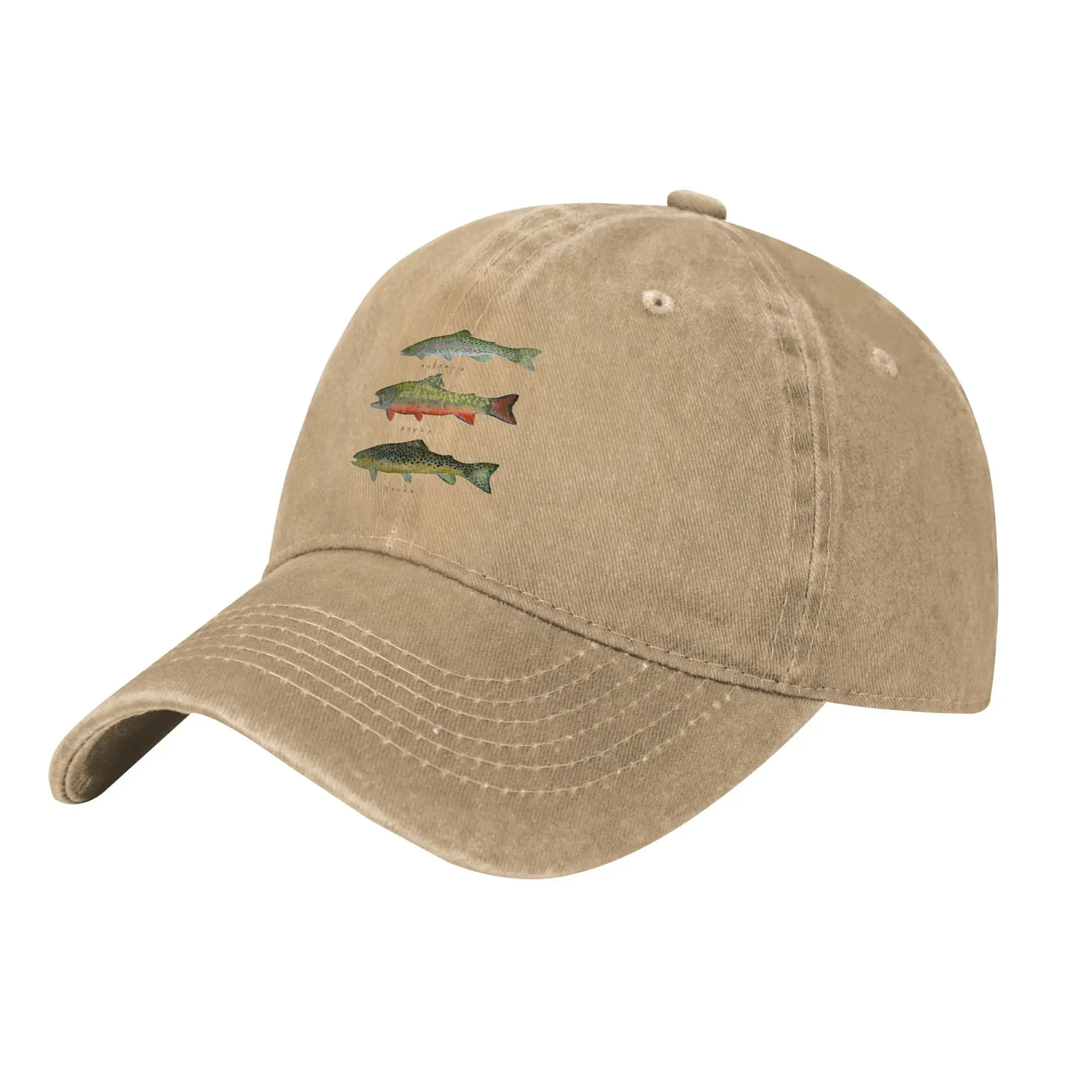 Vintage Rainbow Trout Triad Baseball Cap for Men Denim Snapback Cap Fishing Fly Fishing Outdoor Workouts Adjustable Fit Caps Hat