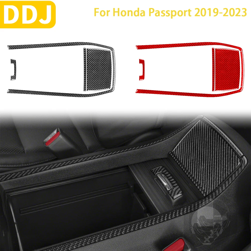 For Honda Passport 2019 2020 2021 2022 2023 Accessories Carbon Fiber Car Interior Central Storage Box Frame Trim Sticker