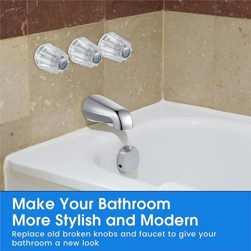 ABKL-Replacement Shower Faucet Handle Set For Price Pfister, 3 Knob Tub Spout Without Diverter Kit