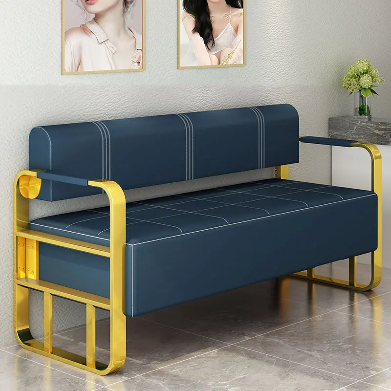 

High Quality Modern Artificial Leather Salon Furniture Reception Pu Waiting Room Barber Shop Waiting Area Chairs Sofa for Salon