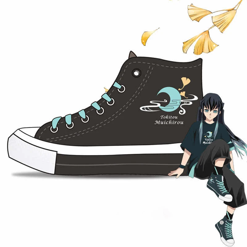 

Коллекция аниме мультфильмов Demon Slayer: Kimetsu No Yaiba, высокие парусиновые туфли, туфли Tokitou Muichirou для периферийных устройств