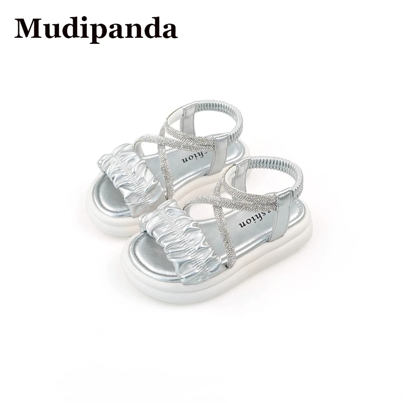 

Kids Sandal Girls Summer Kid's Silver Roman Shoes New Girls Beach Shoes Roman Shoes Fashion Princess Shoes Soft Soled Slippers