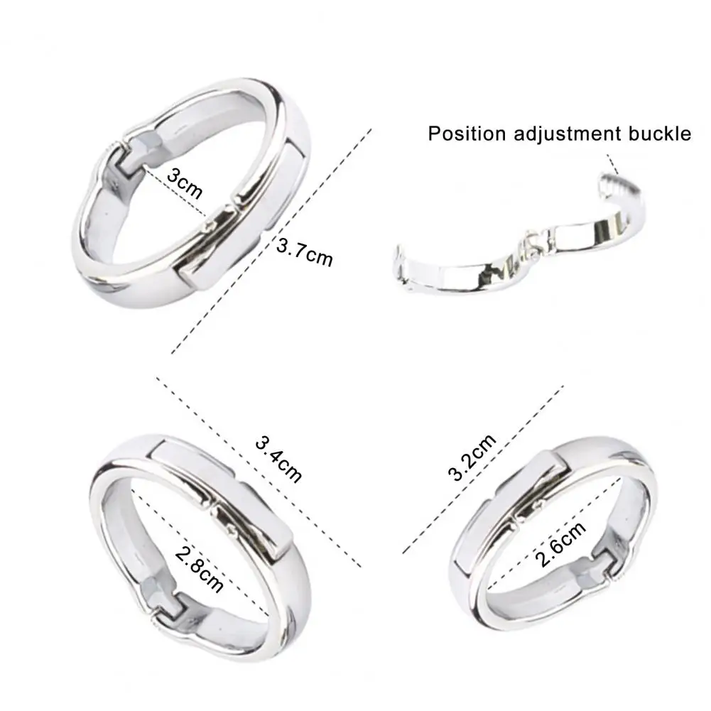 Silver  Durable Adjustable Penies Lock Ring Perfect Fitting Penis Ring Easy to Clean   for Indoor