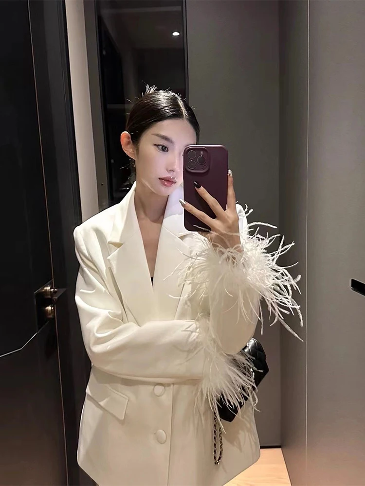 

Elegant White Small Fragrance Style Women's Suit Jacket 2026 New Design High-End Sensation Celebrity Design Unique Western Wear