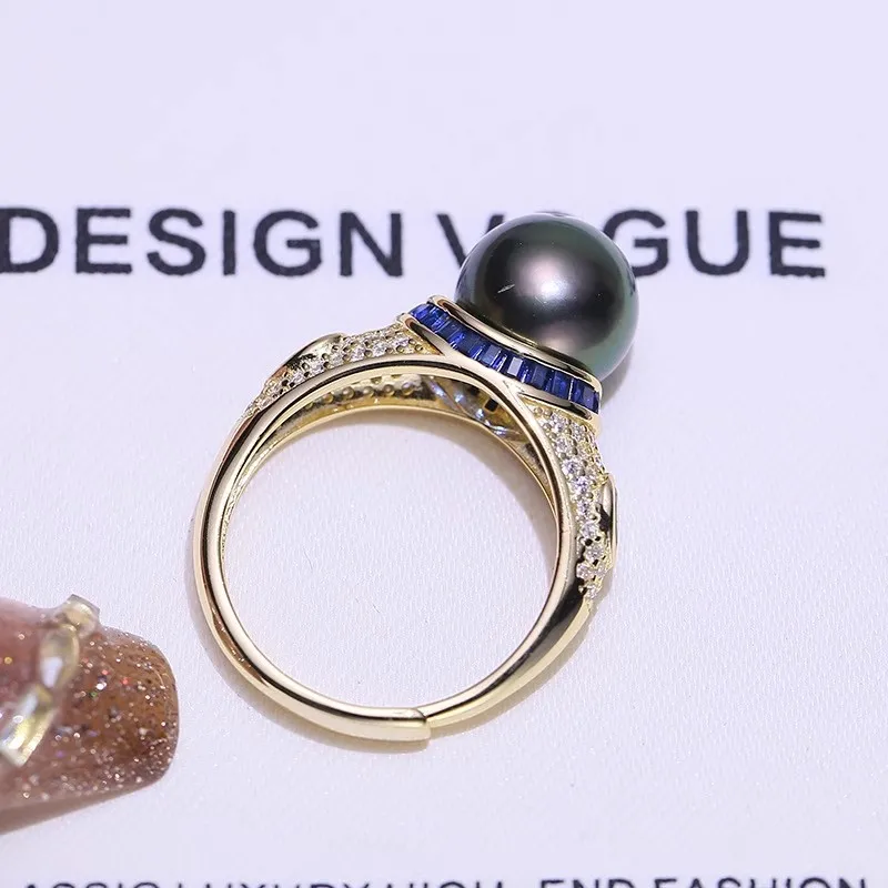 MeiBaPJ 10 مللي متر خاتم موضة اللؤلؤ الطبيعي القريب لتقوم بها بنفسك 925 حامل فضي إعداد مجوهرات الزفاف الجميلة للنساء