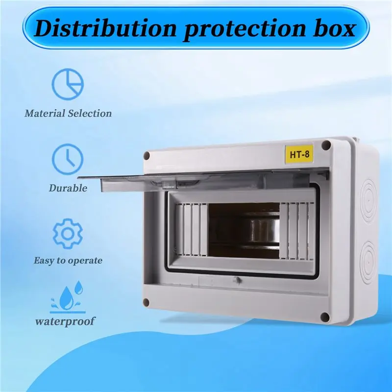 DT39 IP65 MCB Breaker Box, 8-Way Distribution Protection Box ABS, Electronic Din Rail Enclosure for Circuit Breaker 2Pcs 3