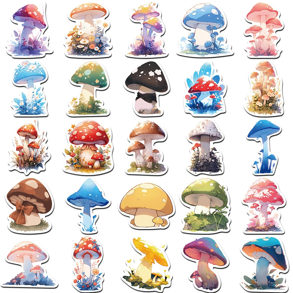 10/30/50pcs Cute Colorful Mushroom Plant Graffiti Stickers Cartoon Decal Toy DIY Guitar Notebook Phone Aesthetic Sticker for Kid