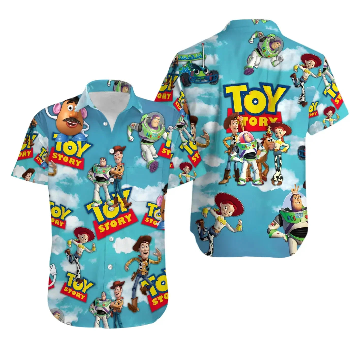 Disney Toy Story Buzz Lightyear Hawaiian Shirt Men's Women's Short Sleeve Shirt Summer Disney Hawaiian Shirt Casual Beach Shirt