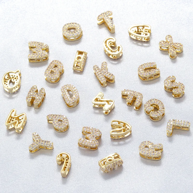 

DIY Making Copper Letter Pendants Wholesale Accessories Hole 26 pcs Alphabet Letters Name Bead Charm