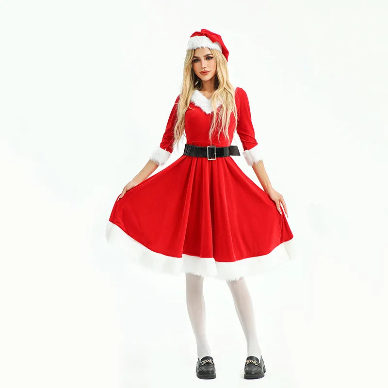 

2025 Clothing Adult Women Christmas Outfit Party Costume Santa Claus Dress Performance Costume