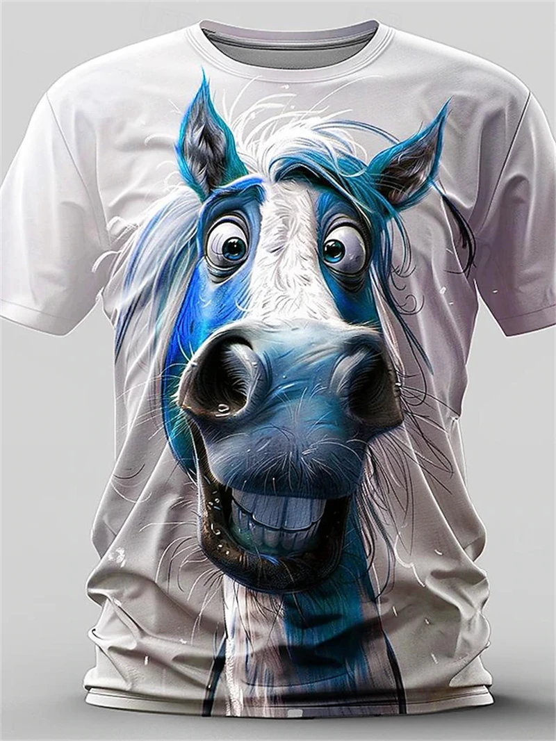 2024 New Fashion Animal Horse 3D Print T Shirt For Men Women Casual Short Sleeve T-shirt Kids Streetwear Funny Graphic Tee Tops