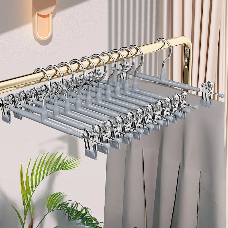 

10pcs Metal Pants Racks Wind ProofMulti-purpose Skirt Racks For Clothes DryingIrousers Wardrobe Clip Anti-slip Clothes Hange