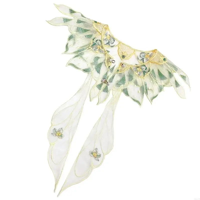 

M6CD шаль с цветочным узором для девочек, шаль с воротником из органзы и вышитым воротником с шипами