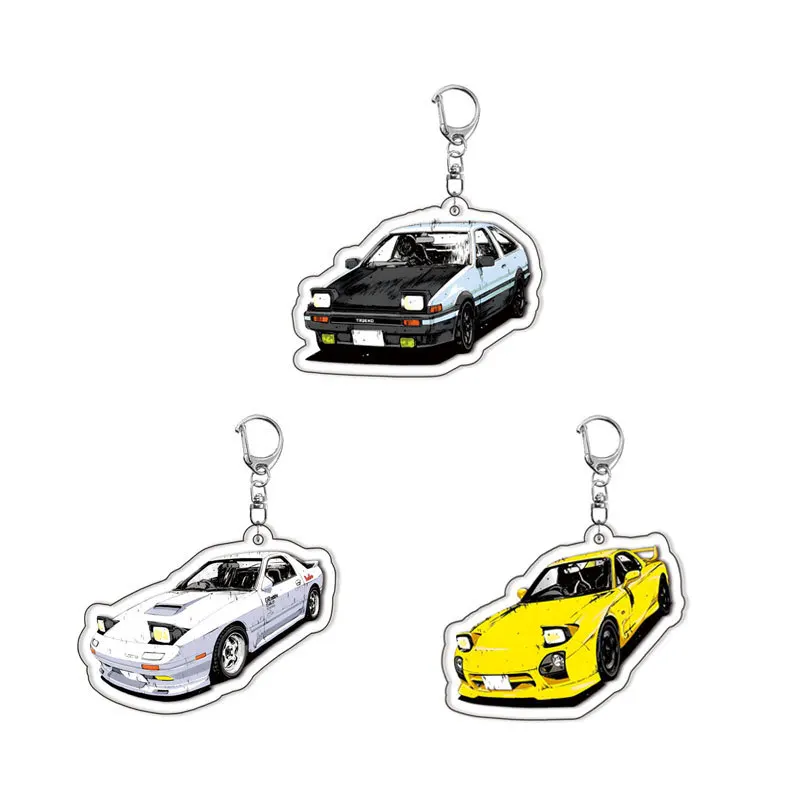 

Initial D Cool Cars Ae86 Fuji wara Takumi Acrylic Keychain Lovely Bag Charm Pendant Boys Key Chain Souvenir Friend Kingring Gift