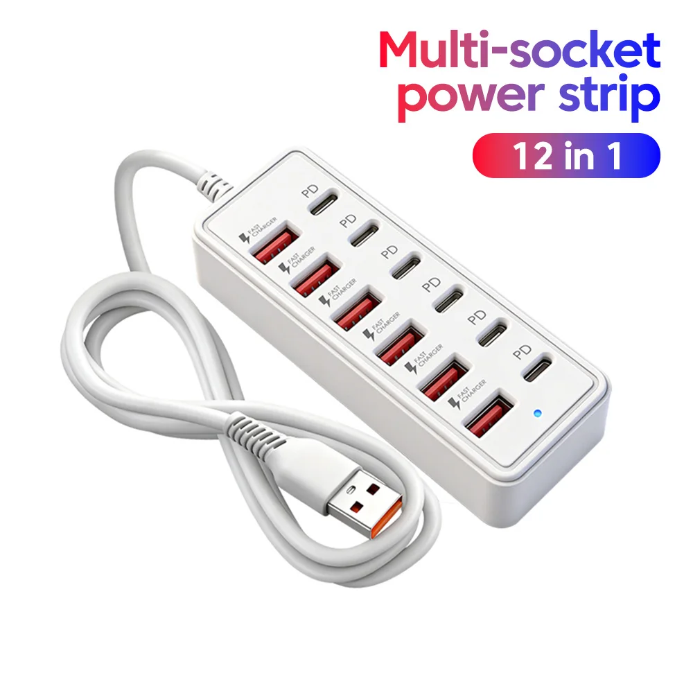 Elough 6 USB 6 PD HUB 2.0 Multi-Splitter Typ C USB 2.0 Erweiterungsadapter für PC Computer 1,2M Verlängerungskabel