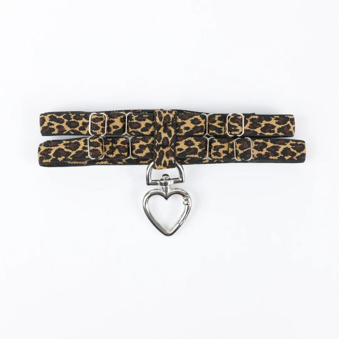 UYEE Leopard Print Bow & Heart Thigh Garter Belt - Elastic Leg Ring for Party, Wedding, Lingerie & Costume Accessories