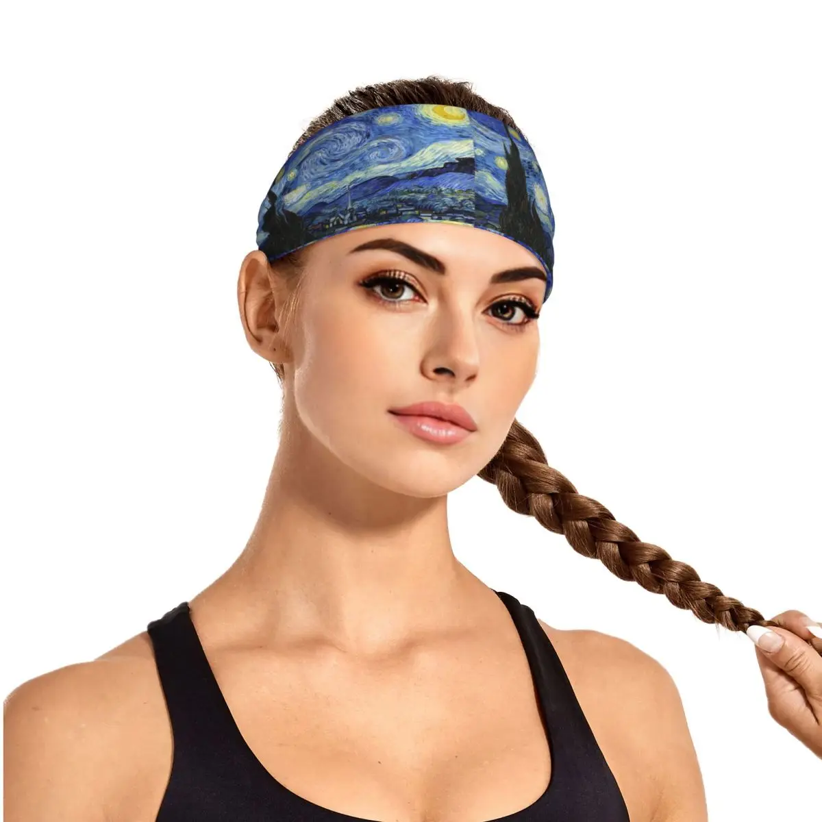 

Custom Van Gogh Sweatband for Men Women Quick Drying Sports Sweatband Gym Yoga Running