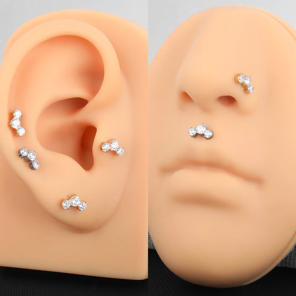 1PC 16G Titanium Helix Piercings CZ Labret Lip Rings Crystal Ear Cartilage Tragus Conch Daith Lobe Piercings Women Jewelry 16G