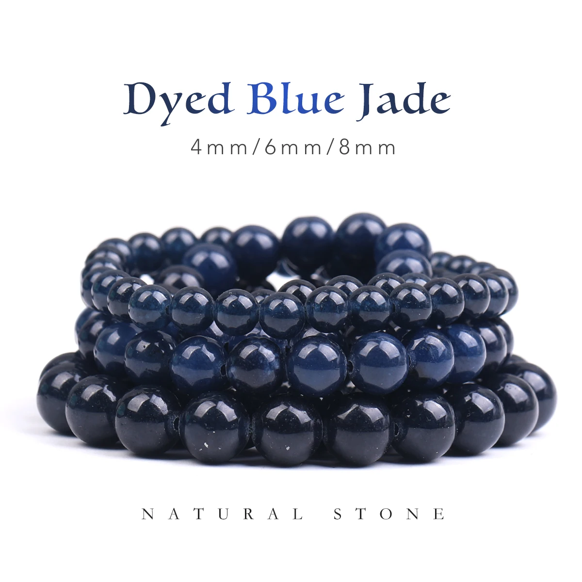 

4 6 8mm Natural Stone Sapphire Color Jade Beads Blue Round Loose Beads For Jewelry Making Supplies Diy Charms Bracelets 15''