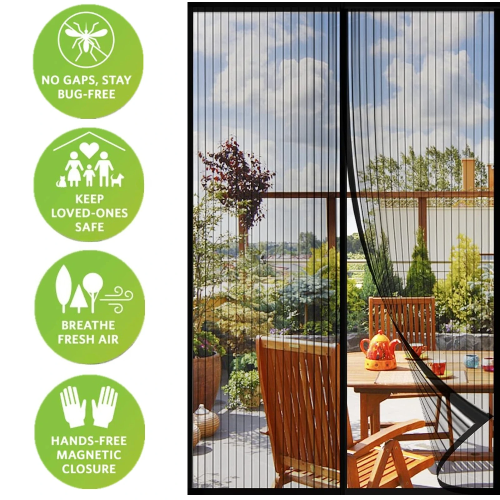 Anti Mosquito Magnetic Screen Door Curtain Fits Door Size 38