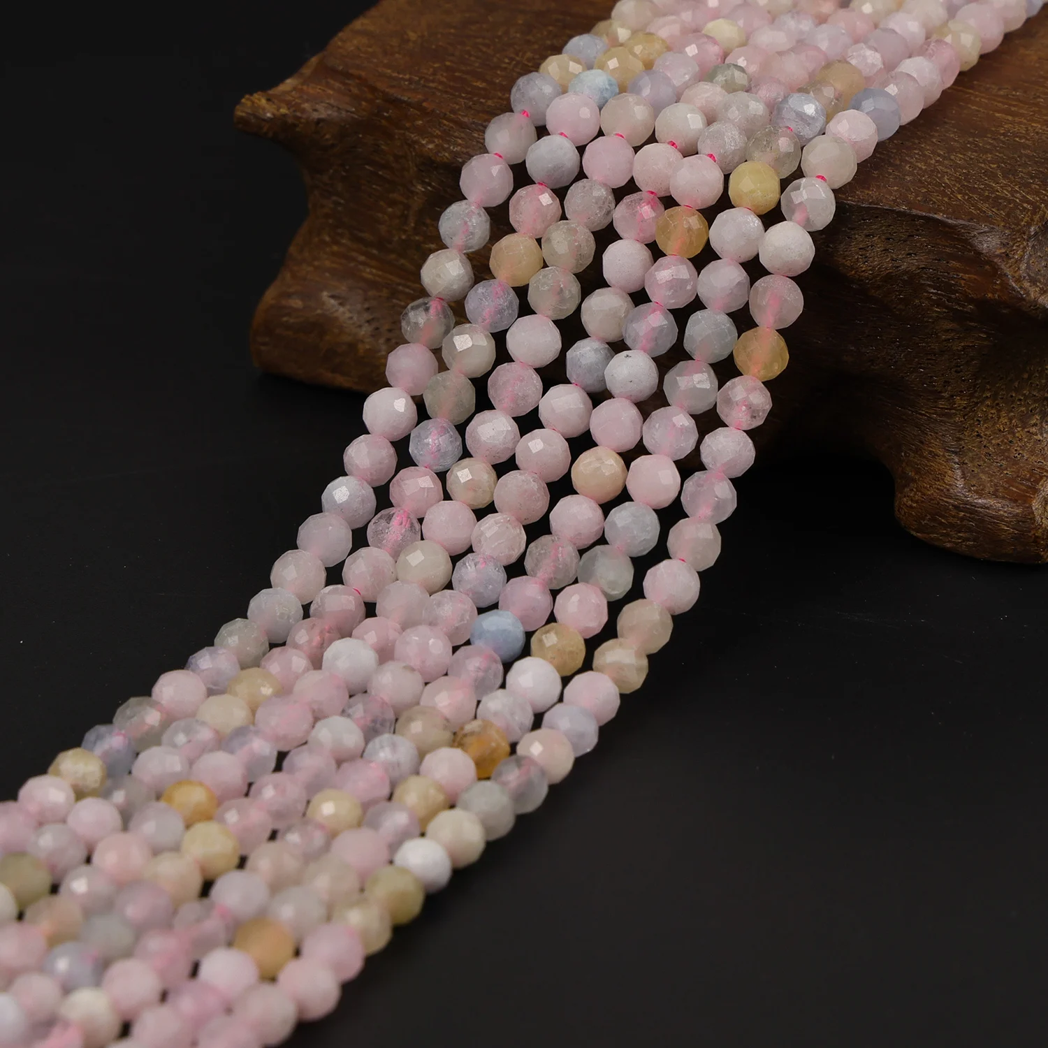 

4mm Natural Faceted Morganite Round Multi Color Pink Gemstone Loose Beads Accessories for DIY Jewelry Necklace Bracelet Earring