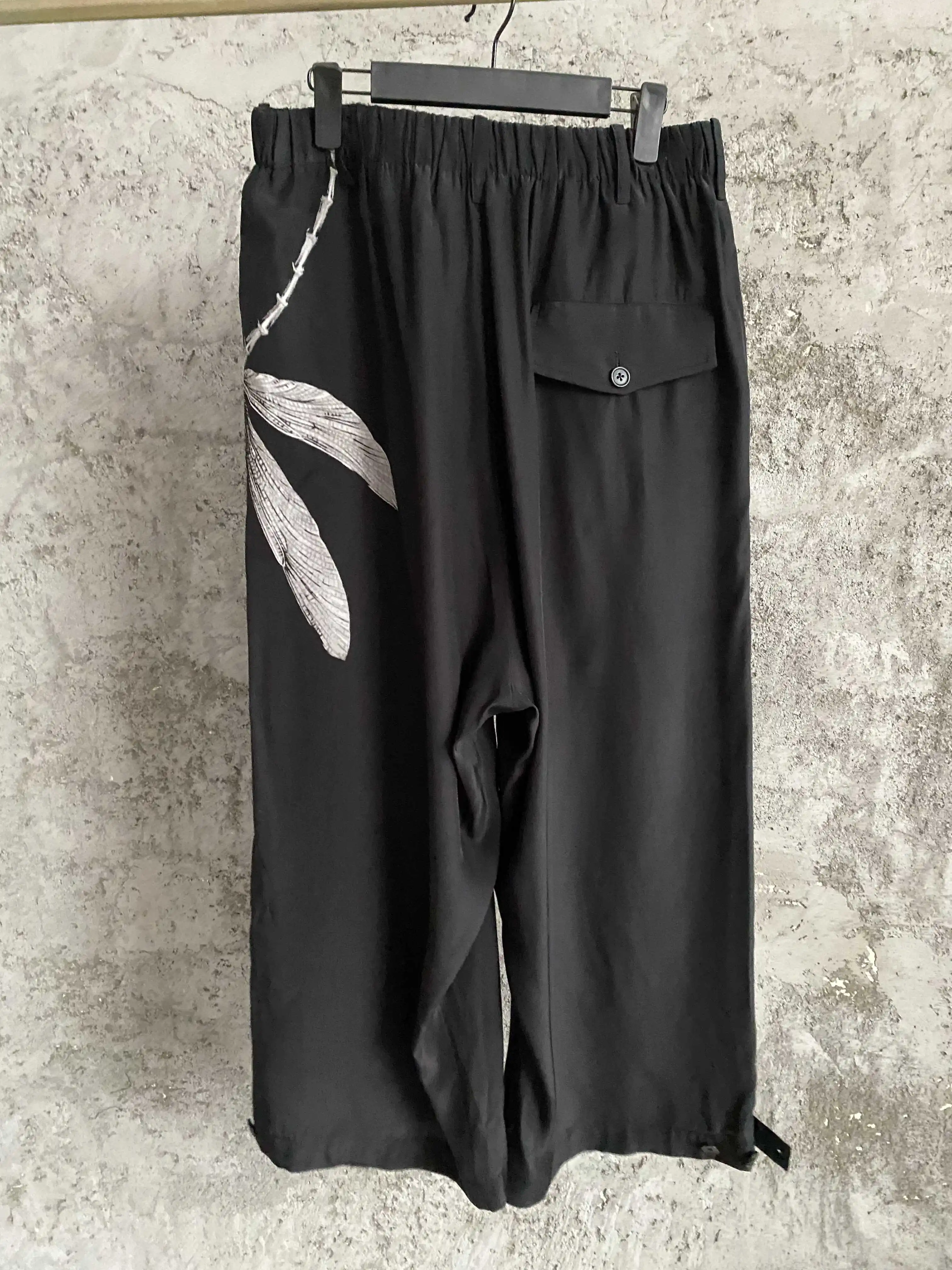 TOP-YAMAMOTO original design Men's dragonfly print loose and fashionable wide-leg loose casual pants
