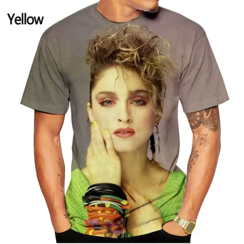 Fashion Men Clothing Pop Female Singer Madonna 3D Print T-shirt Personality Hip Hop Harajuku Street Unisex Oversized T Shirt